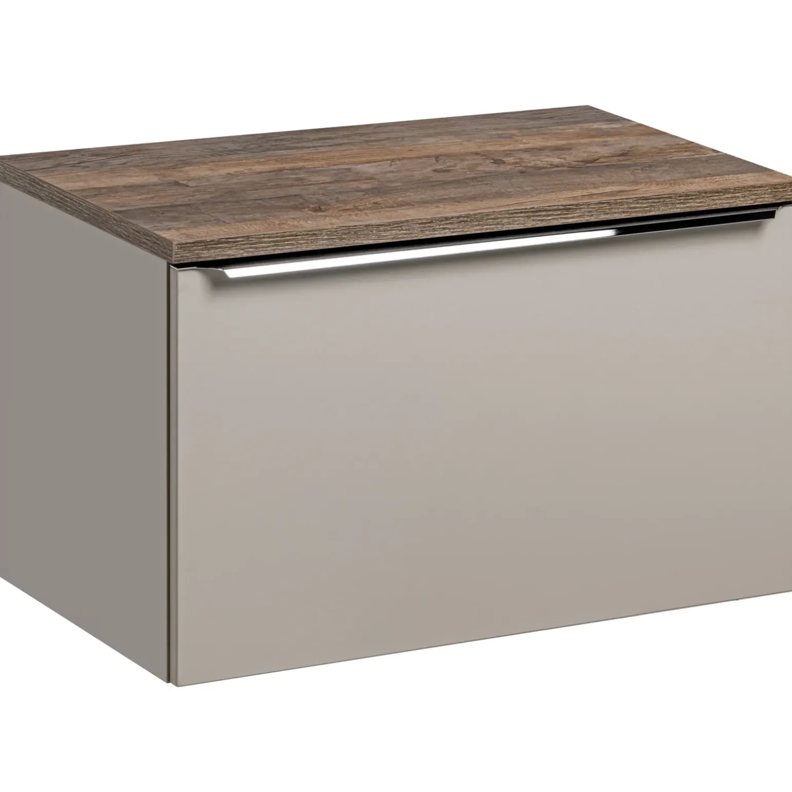 Mobile bagno sospeso 80cm 1 cassettone e 1 cassetto attrezzato grigio quercia Serif