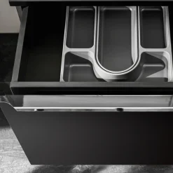 Mobile bagno sospeso 140cm 2 cassettoni e 2 cassetti attrezzati e 2 vani nero Serif