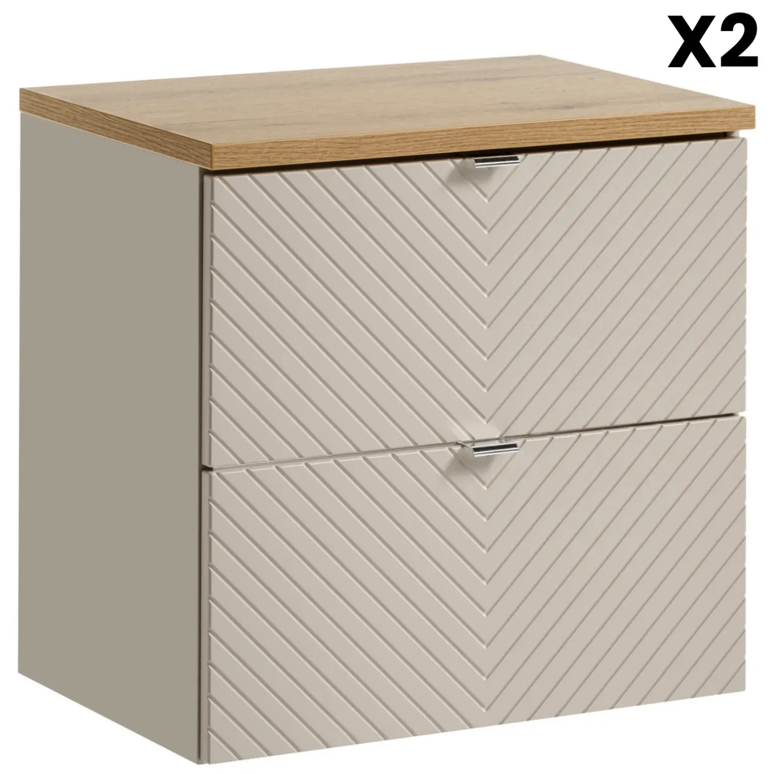 Mobile bagno sospeso 160cm 4 cassetti e portabiancheria beige cashmere Neutry