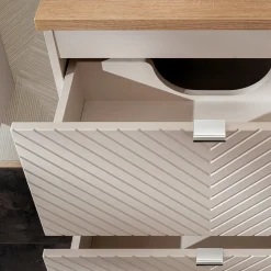 Mobile bagno sospeso 160cm 4 cassetti e portabiancheria beige cashmere Neutry