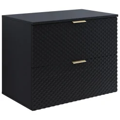Mobile bagno sospeso 81cm 2 cassetti nero frontali decorati Konny