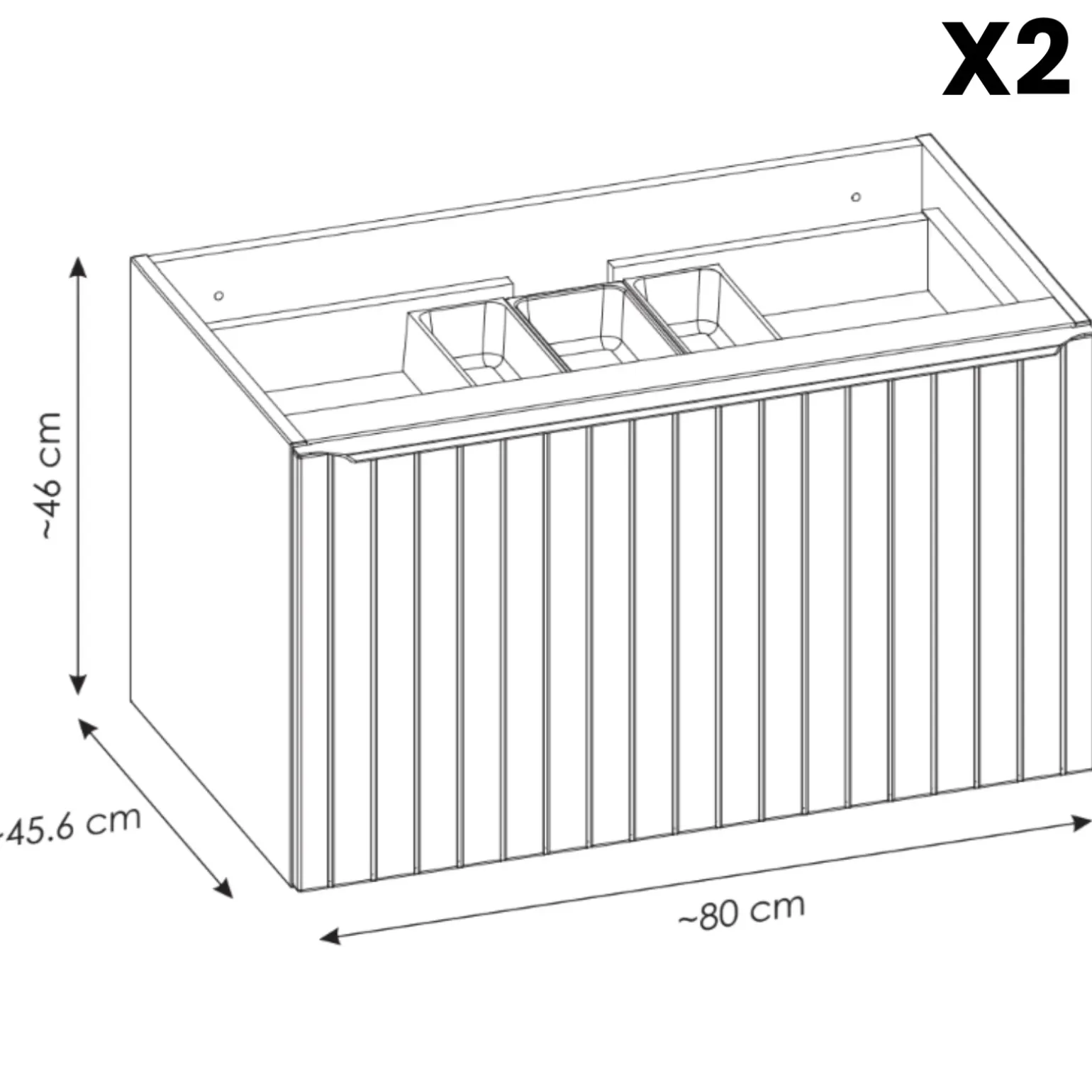 Mobile bagno sospeso 160cm 2 cassettoni e 2 cassetti attrezzati cannettato blu Deep