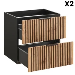 Mobile bagno sospeso 120cm 4 cassetti cannettato quercia antracite Limpid