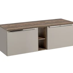 Mobile bagno sospeso 140cm 2 cassettoni e 2 cassetti attrezzati e 2 vani grigio quercia Serif