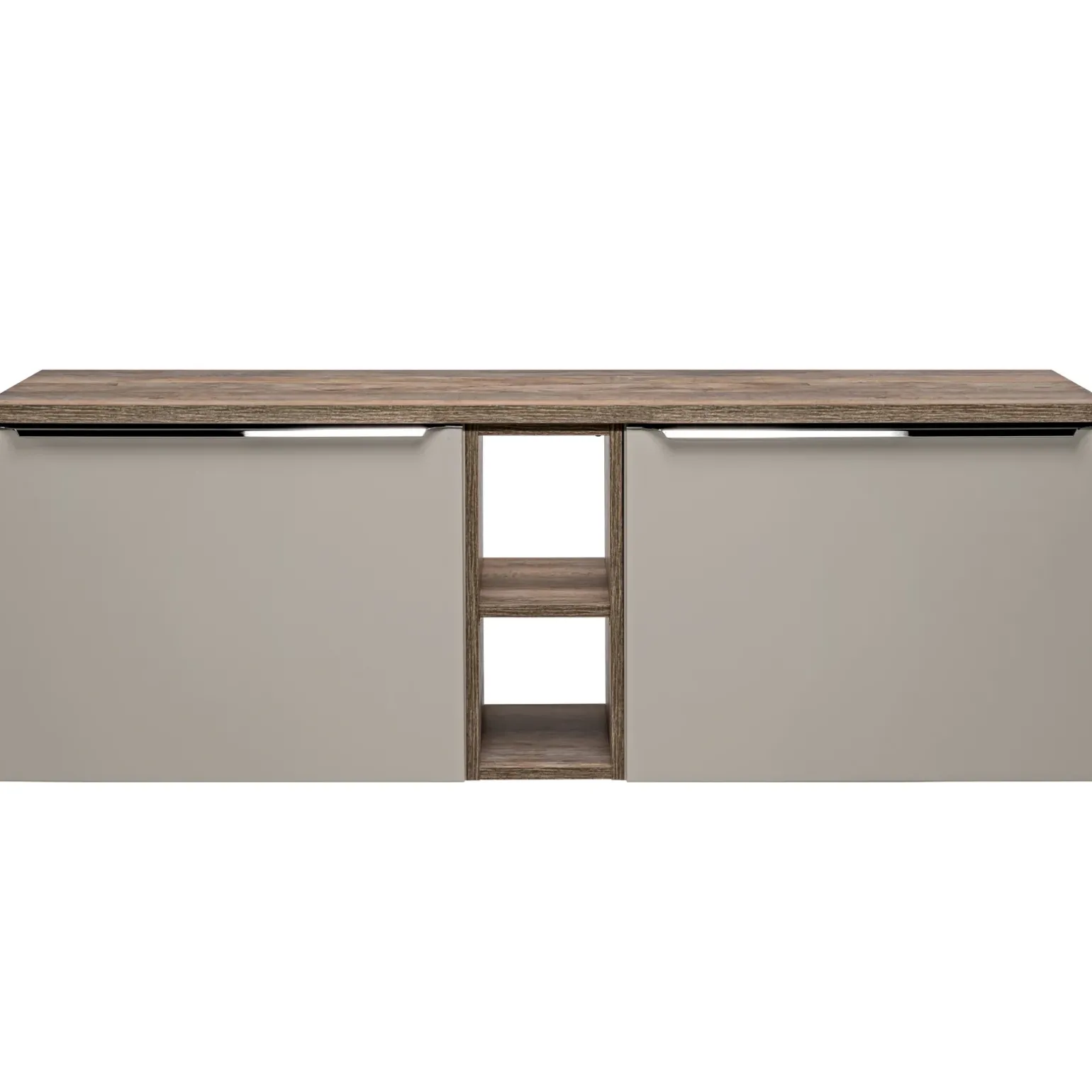 Mobile bagno sospeso 140cm 2 cassettoni e 2 cassetti attrezzati e 2 vani grigio quercia Serif
