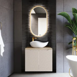Mobile bagno sospeso 60cm 2 ante beige rovere Swim