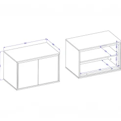Mobile bagno sospeso 78cm 2 ante bianco lucido nero Linda