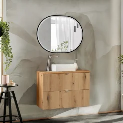 Mobile bagno sospeso 80cm 2 cassetti rovere Rovery