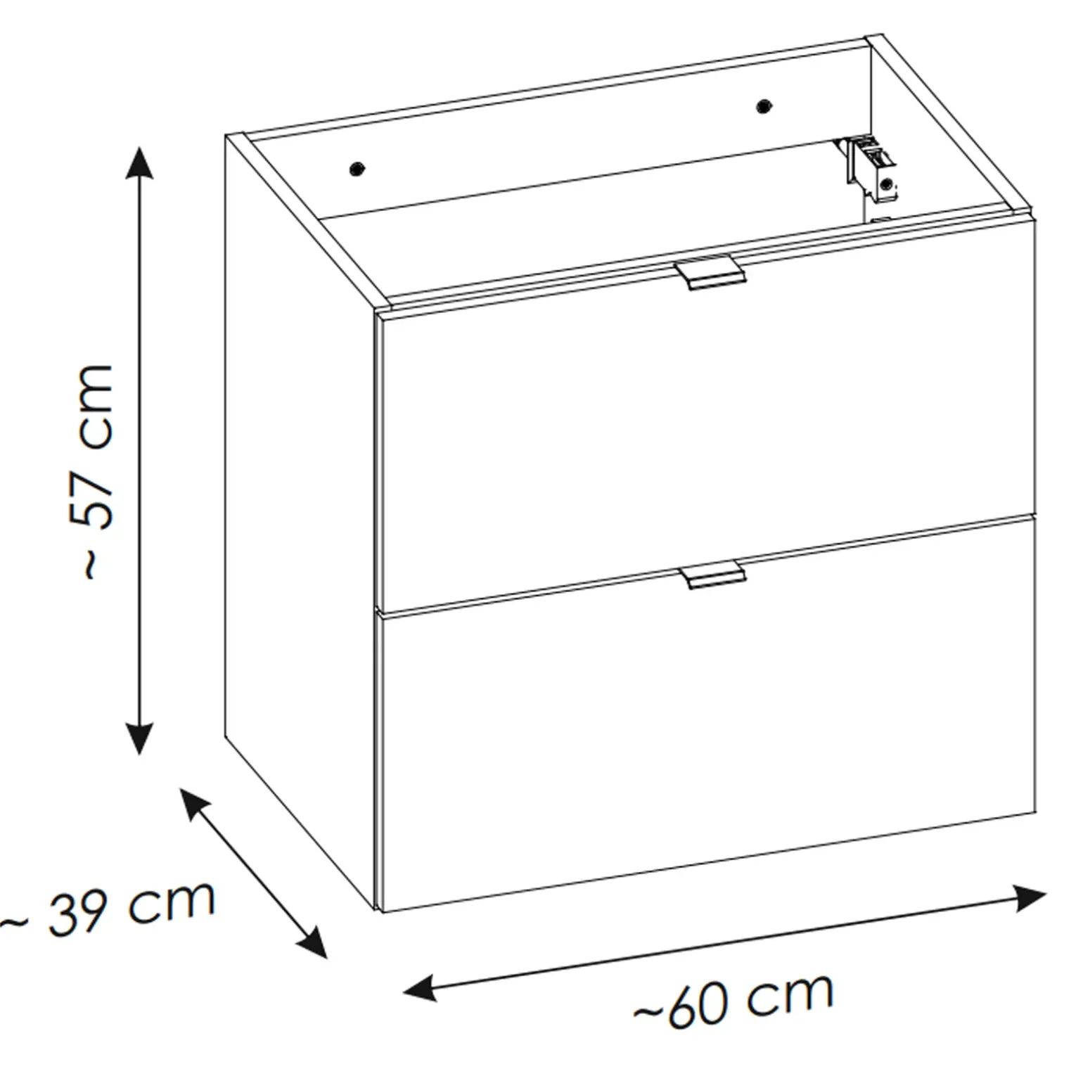 Mobile bagno sospeso 90cm 2 cassetti 1 anta rovere nero Rovery