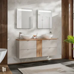 Mobile bagno sospeso 140cm 4 cassetti beige cashmere Neutry