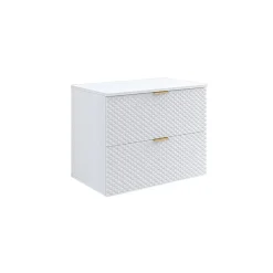 Mobile bagno sospeso 81cm 2 cassetti bianco frontali decorati Konny