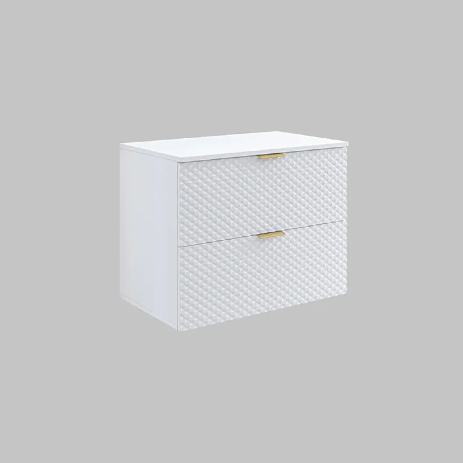 Mobile bagno sospeso 81cm 2 cassetti bianco frontali decorati Konny