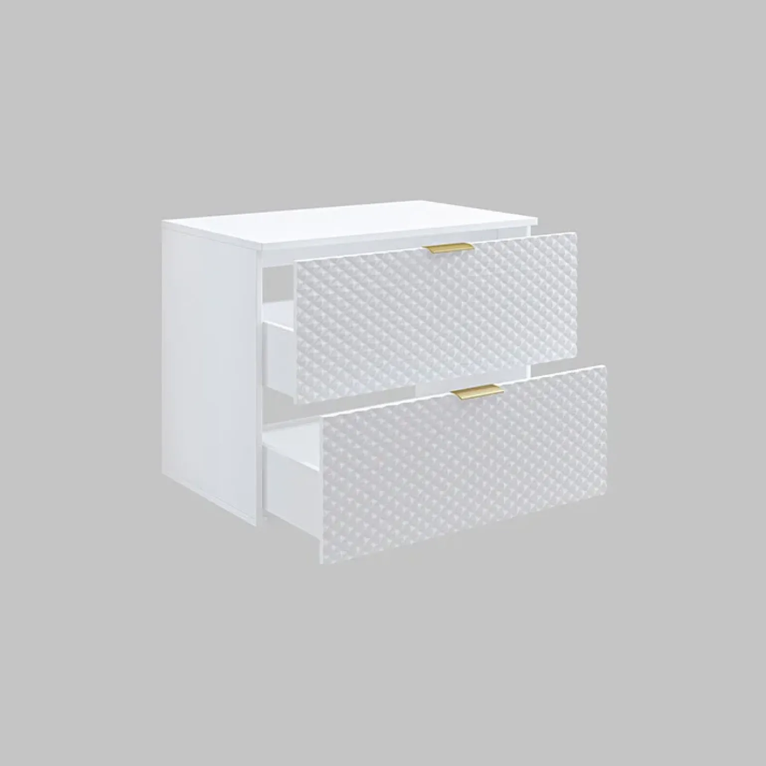 Mobile bagno sospeso 81cm 2 cassetti bianco frontali decorati Konny