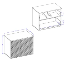 Mobile bagno sospeso 81cm 2 cassetti bianco frontali decorati Konny