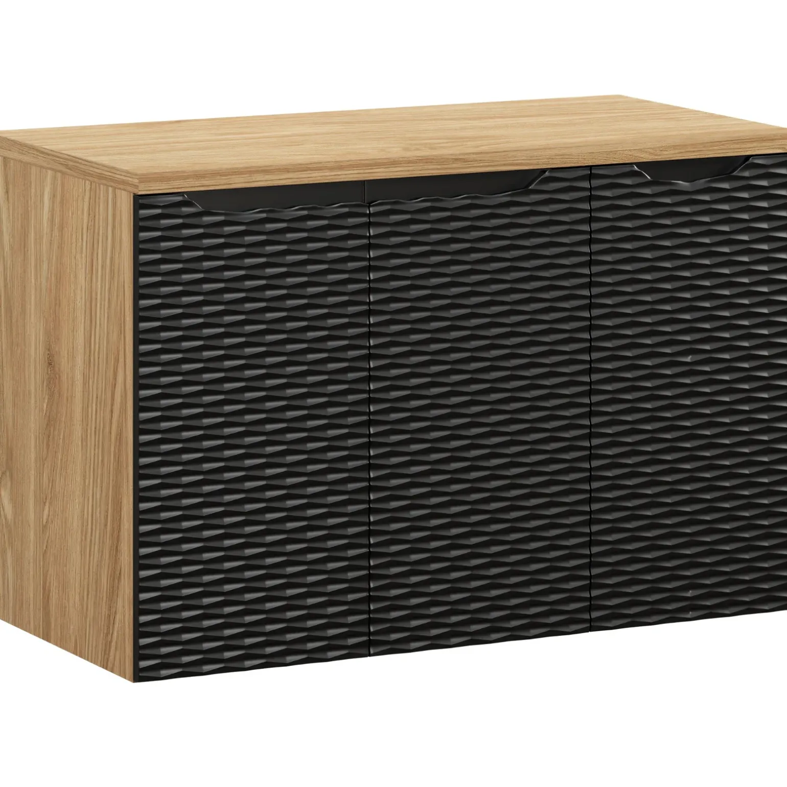 Mobile bagno sospeso 90cm 3 ante nero rovere Swim