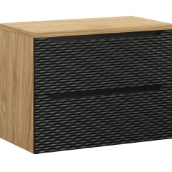 Mobile bagno sospeso 80cm 2 cassetti nero rovere Swim