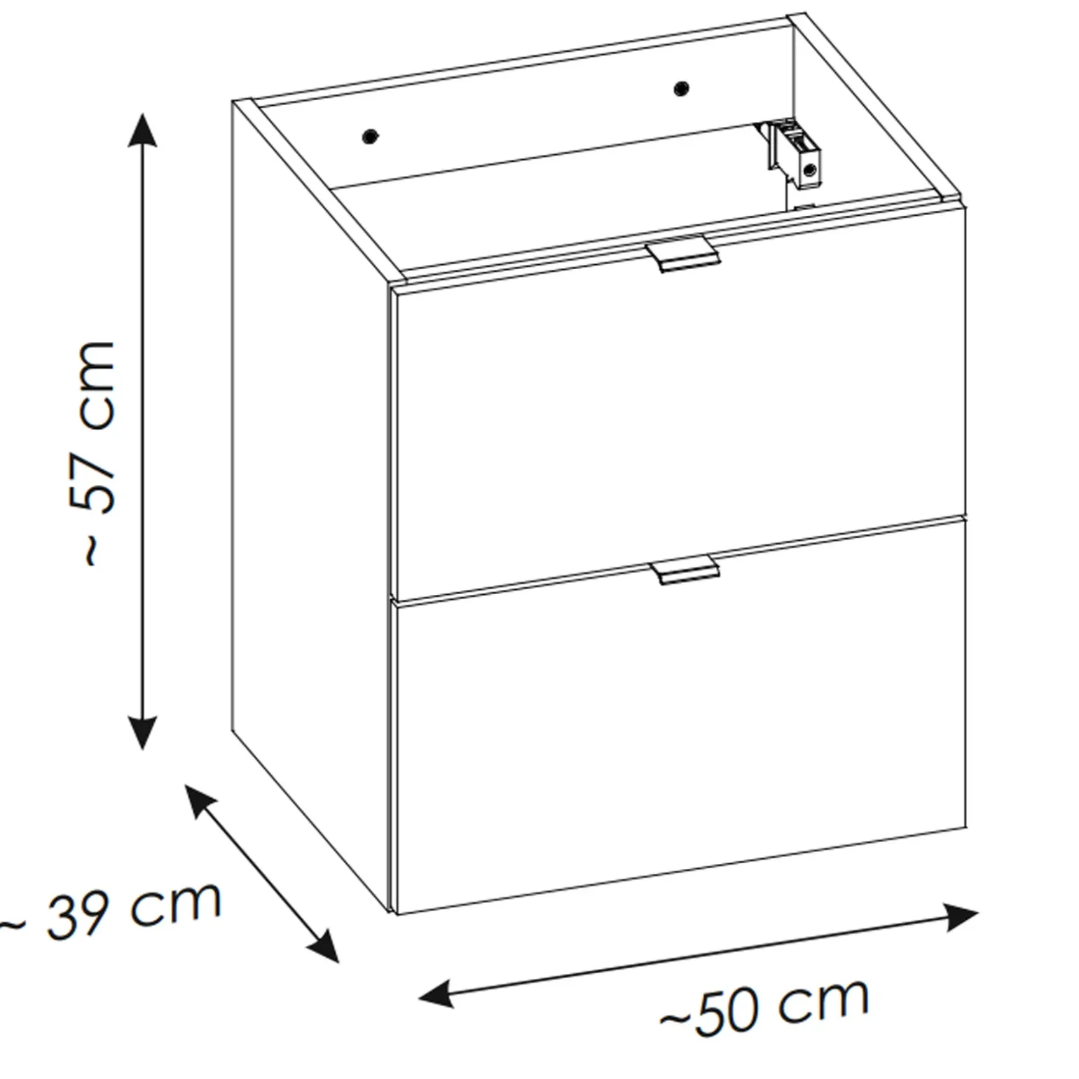 Mobile bagno sospeso 50cm 2 cassetti rovere Rovery