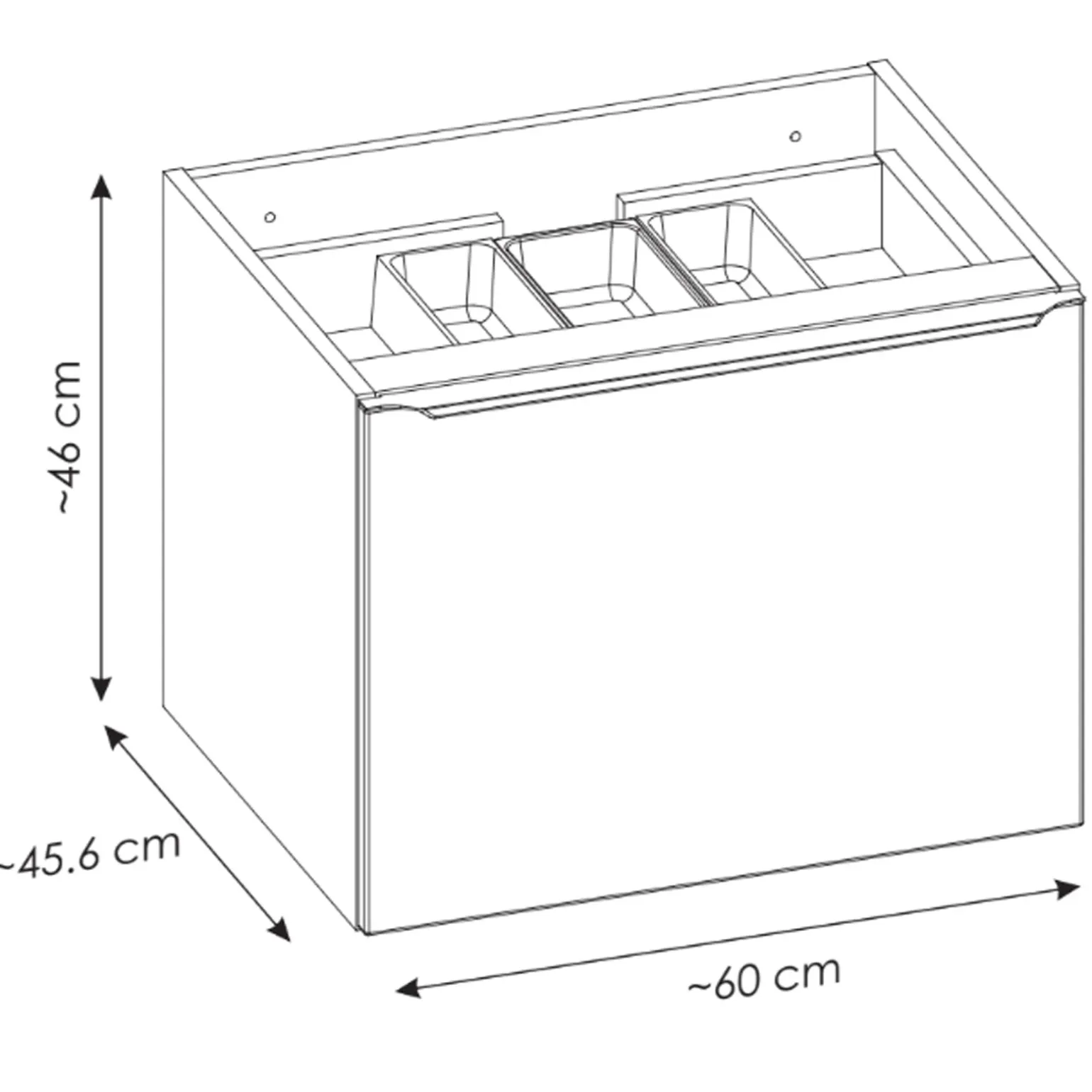 Mobile bagno sospeso 60cm 1 cassettone e 1 cassetto attrezzato grigio quercia Serif
