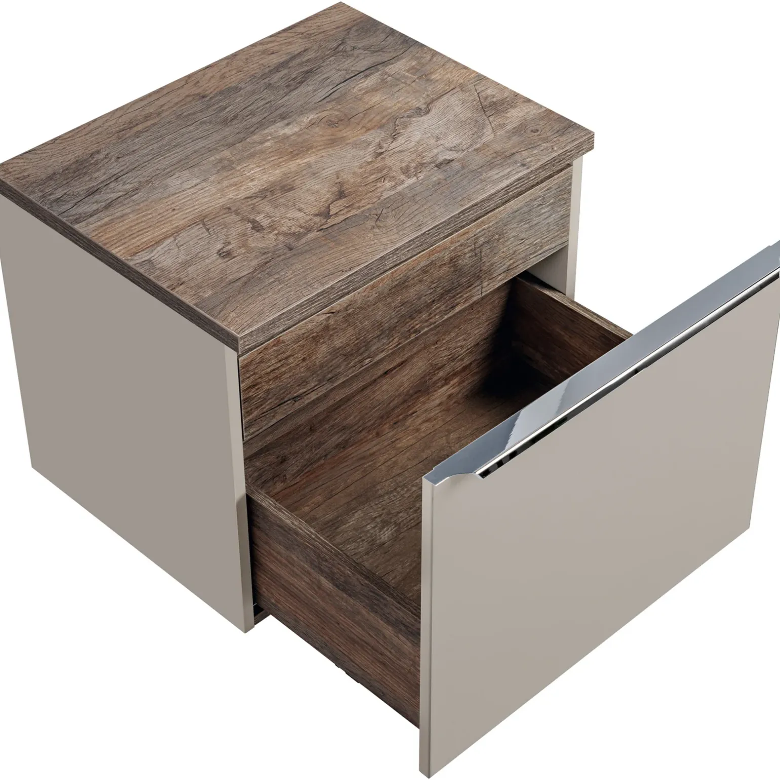 Mobile bagno sospeso 60cm 1 cassettone e 1 cassetto attrezzato grigio quercia Serif
