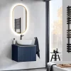 Mobile bagno sospeso 60cm 1 cassettone e 1 cassetto attrezzato cannettato blu Deep