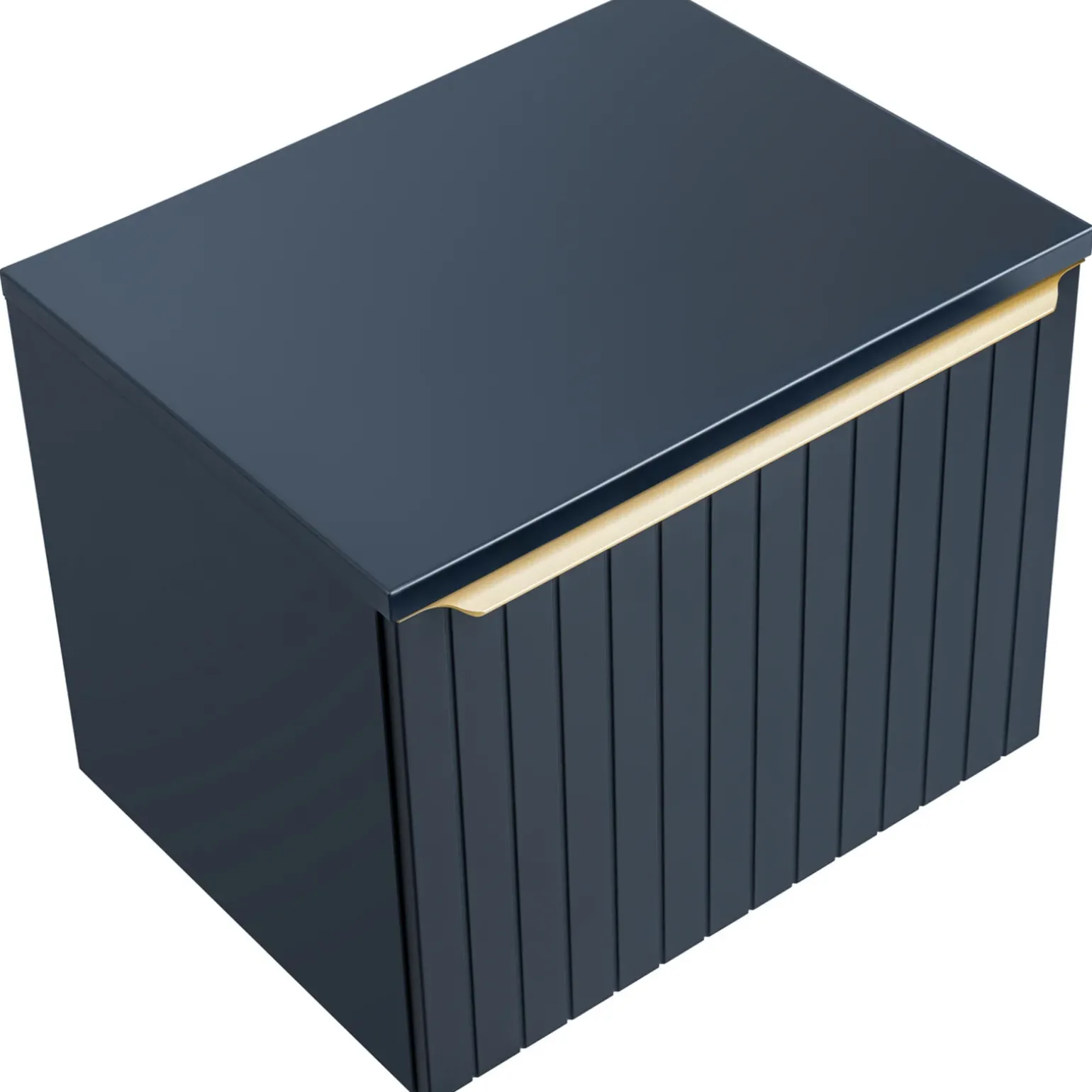 Mobile bagno sospeso 60cm 1 cassettone e 1 cassetto attrezzato cannettato blu Deep