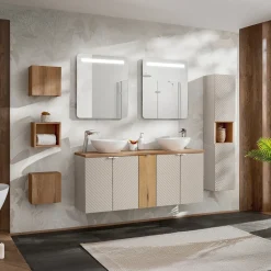 Mobile bagno sospeso 140cm 5 ante beige cashmere Neutry