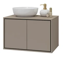 Mobile bagno sospeso 78cm 2 ante tortora nero Linda