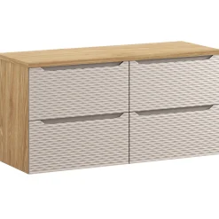 Mobile bagno sospeso 120cm 4 cassetti beige rovere Swim