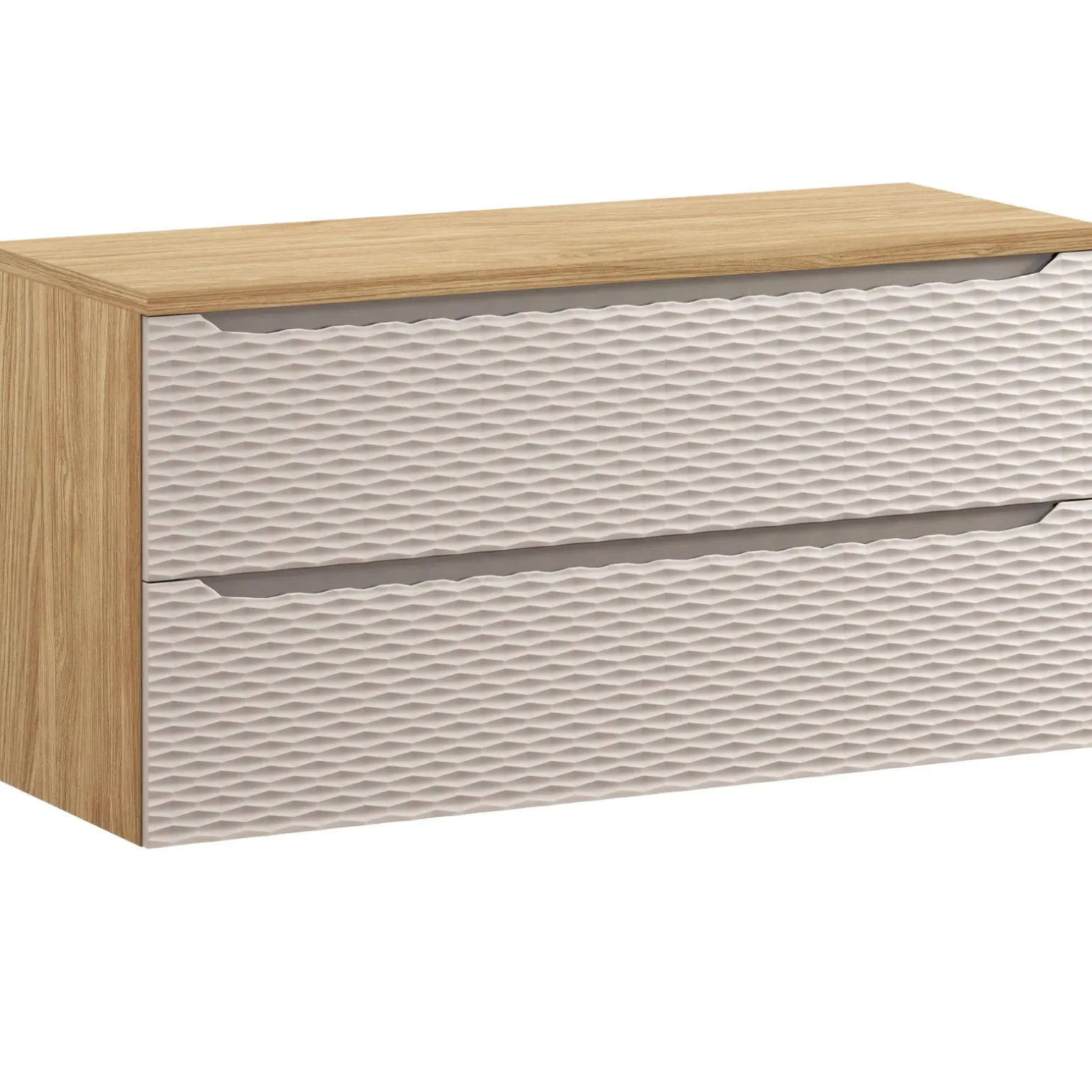 Mobile bagno sospeso 120cm 2 cassetti beige rovere Swim