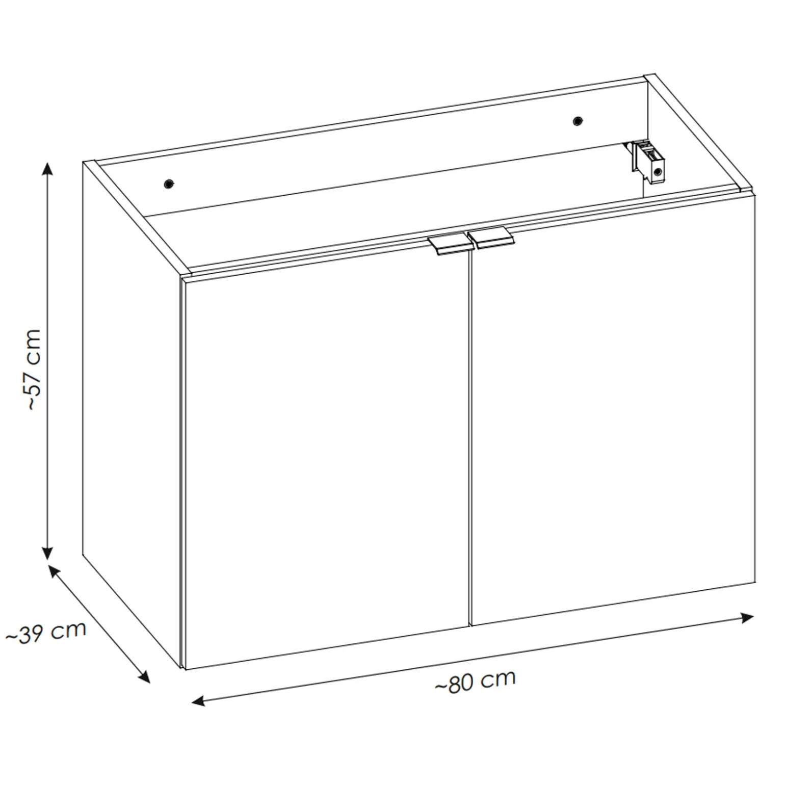 Mobile bagno sospeso 80cm 2 ante rovere Rovery