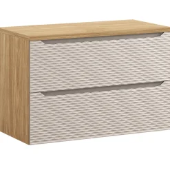 Mobile bagno sospeso 90cm 2 cassetti beige rovere Swim