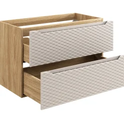 Mobile bagno sospeso 90cm 2 cassetti beige rovere Swim