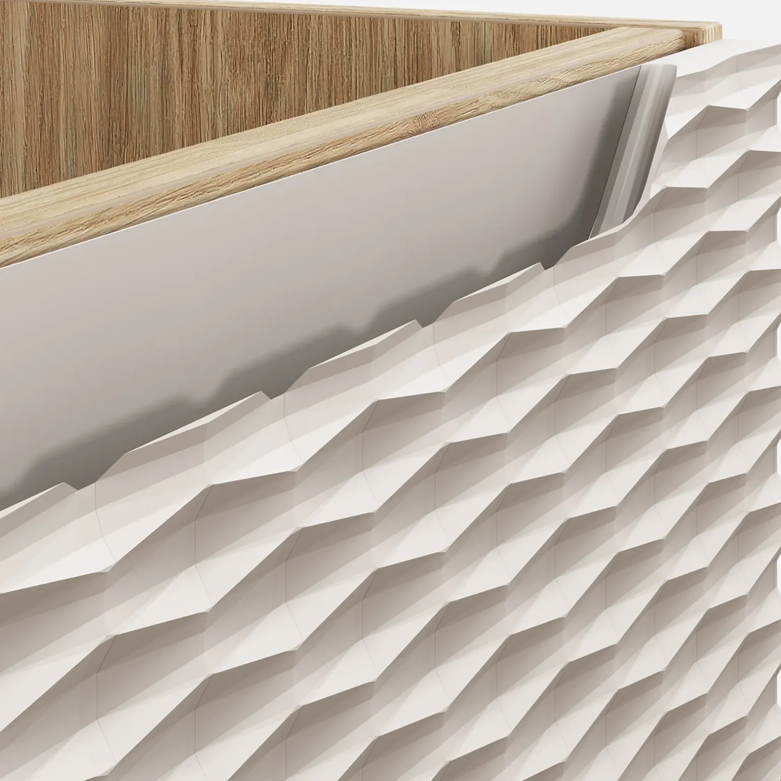 Mobile bagno sospeso 90cm 2 cassetti beige rovere Swim