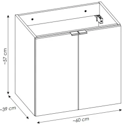 Mobile bagno sospeso 60cm 2 ante rovere nero Rovery