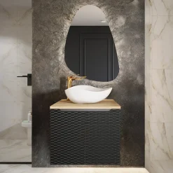 Mobile bagno sospeso 60cm 2 ante nero rovere Swim