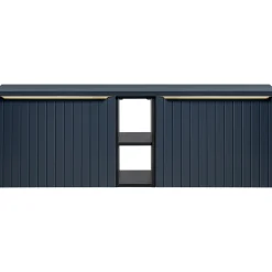Mobile bagno sospeso 180cm 2 cassettoni e 2 cassetti attrezzati cannettato blu Deep