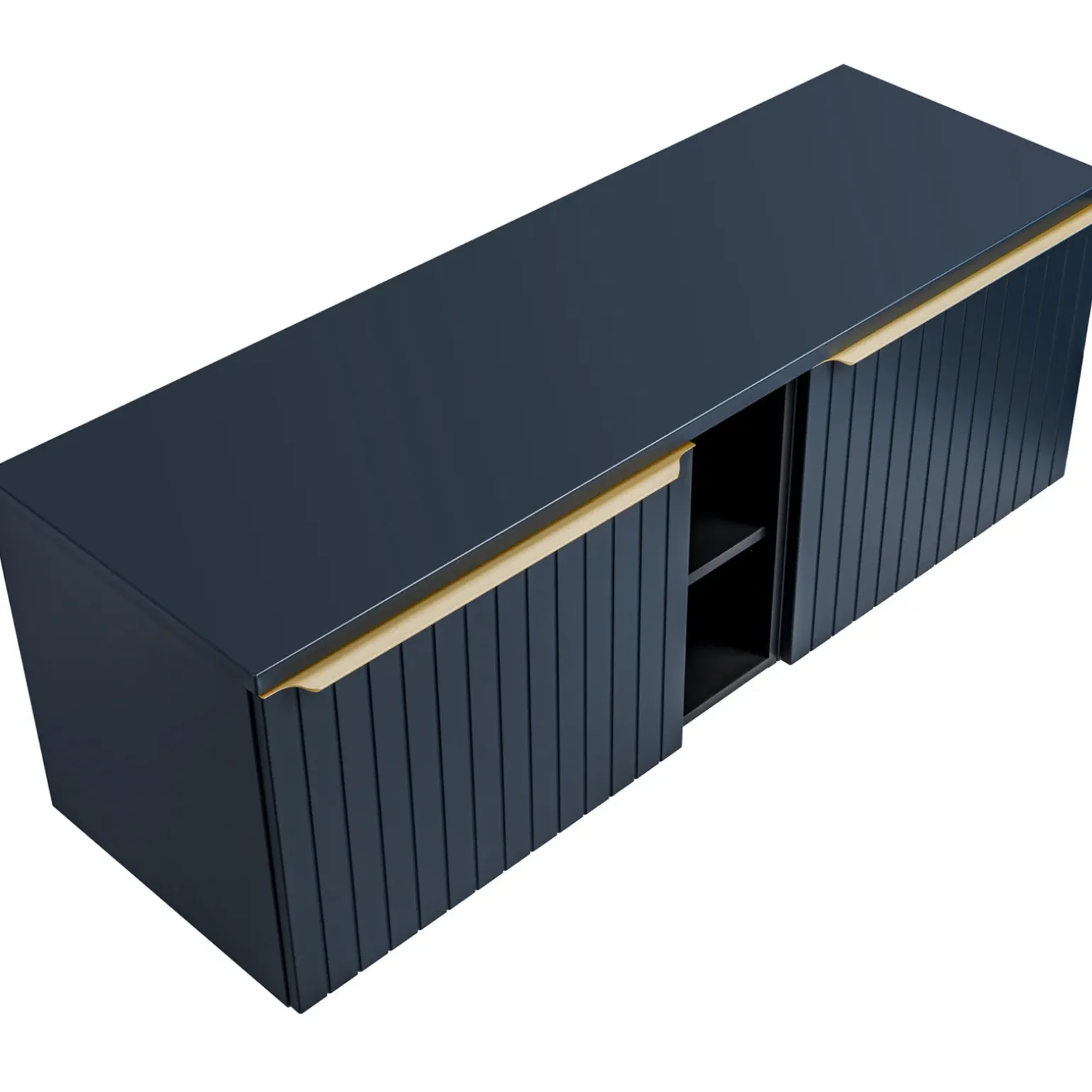 Mobile bagno sospeso 180cm 2 cassettoni e 2 cassetti attrezzati cannettato blu Deep