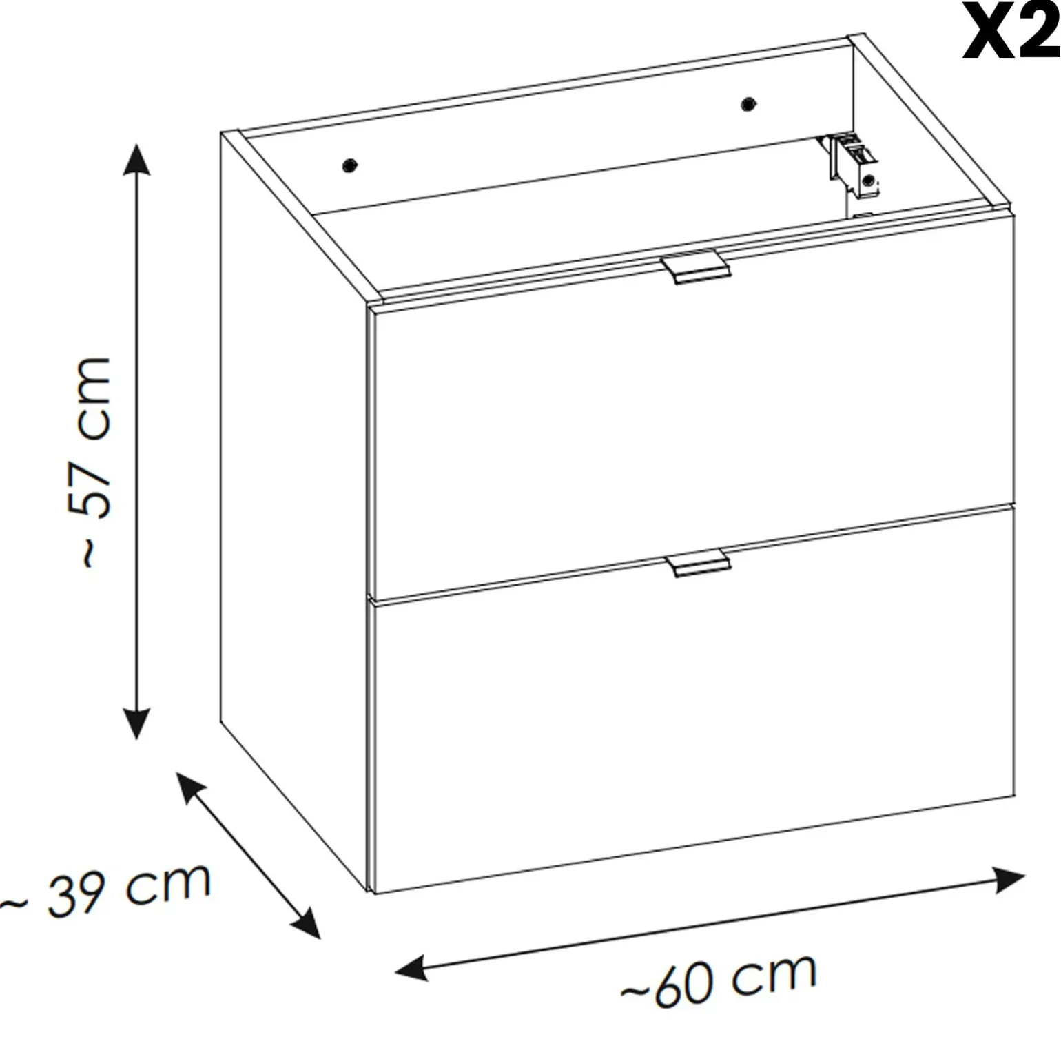 Mobile bagno sospeso 120cm 4 cassetti rovere nero Rovery