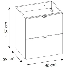Mobile bagno sospeso 50cm 2 cassetti rovere nero Rovery