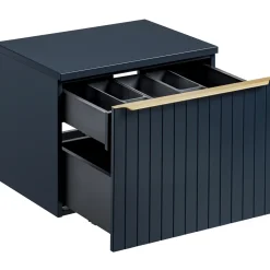 Mobile bagno sospeso 80cm 1 cassettone e 1 cassetto attrezzato cannettato blu Deep