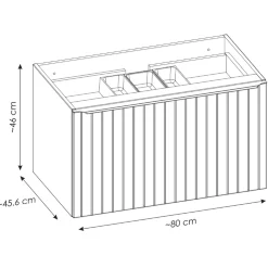 Mobile bagno sospeso 80cm 1 cassettone e 1 cassetto attrezzato cannettato blu Deep