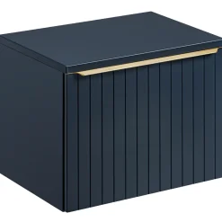 Mobile bagno sospeso 80cm 1 cassettone e 1 cassetto attrezzato cannettato blu Deep