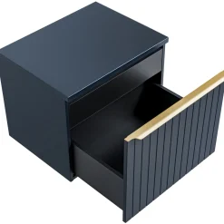 Mobile bagno sospeso 80cm 1 cassettone e 1 cassetto attrezzato cannettato blu Deep