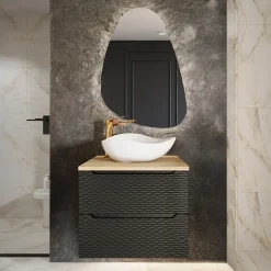 Mobile bagno sospeso 70cm 2 cassetti nero rovere Swim