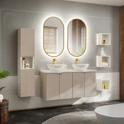 Mobile bagno sospeso 120cm 4 ante beige cashmere Neutry
