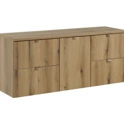 Mobile bagno sospeso 140cm 4 cassetti e portabiancheria rovere Rovery