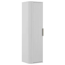 Mobile bagno sospeso 90cm con lavabo, colonna e pensile cannettato bianco Lusso