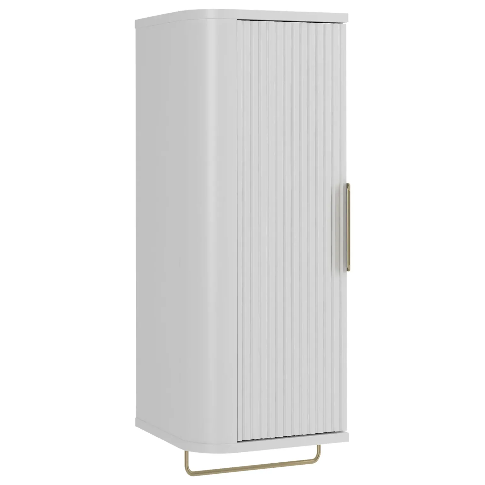Mobile bagno sospeso 90cm con lavabo, colonna e pensile cannettato bianco Lusso