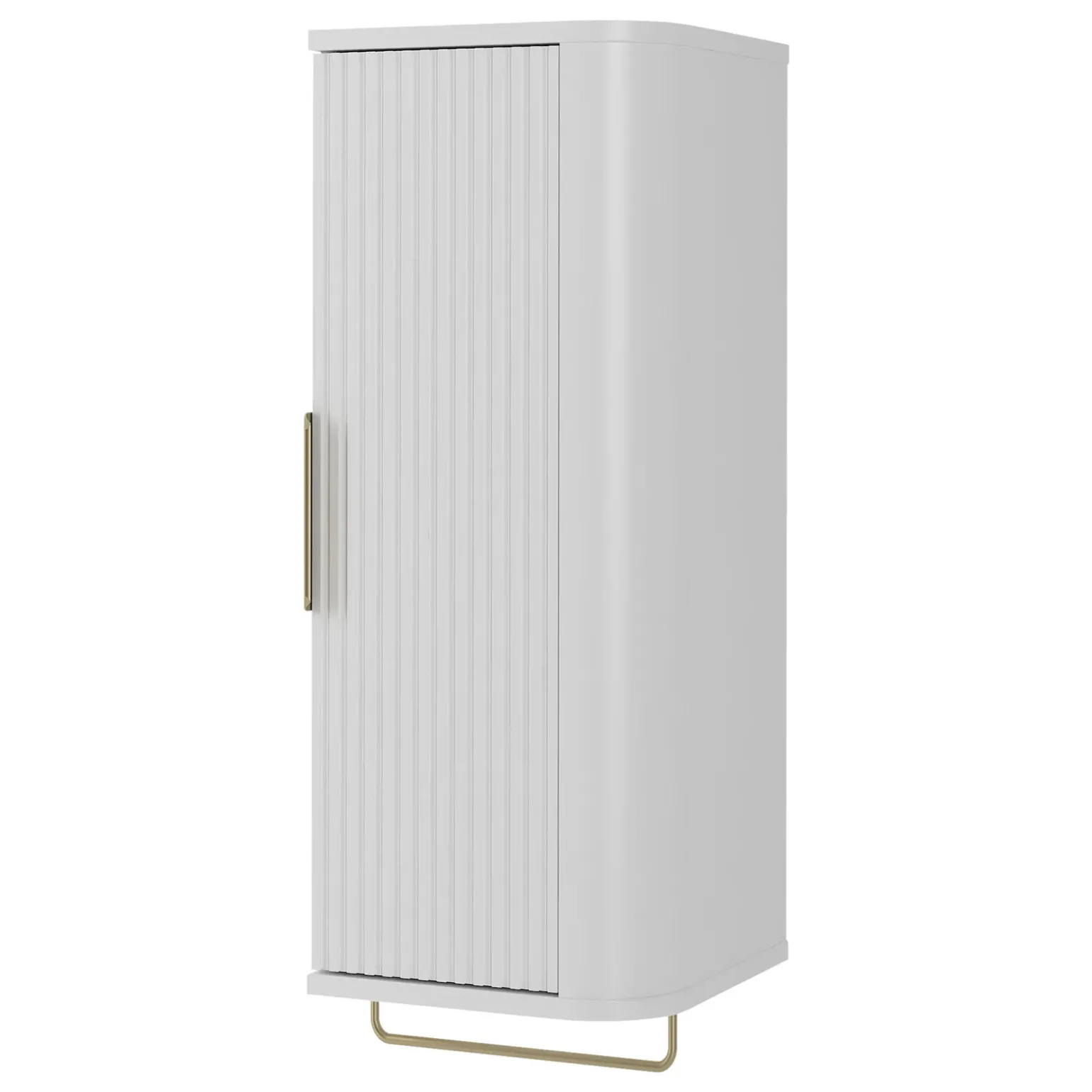 Mobile bagno sospeso 90cm con lavabo, colonna e pensile cannettato bianco Lusso