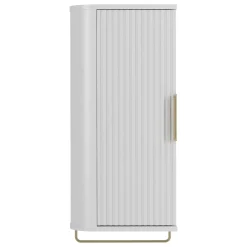 Mobile bagno sospeso 90cm con lavabo, colonna e pensile cannettato bianco Lusso